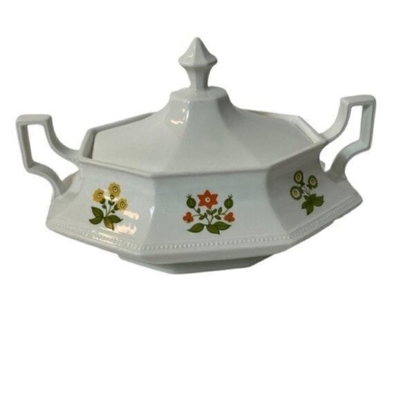 Heritage Posy By Johnson Brothers Covered Vegetable Dish With Handles England - Picture 7 of 14